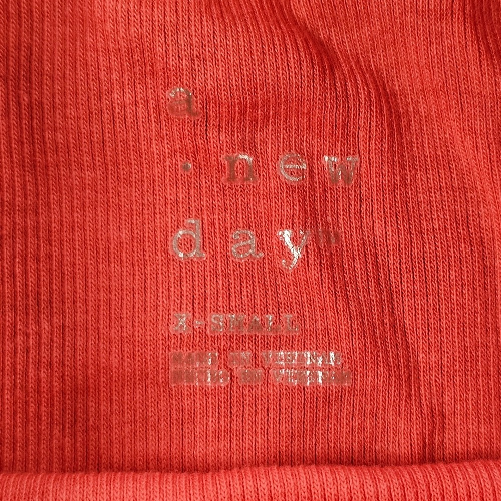 A New Day Orange Short Sleeve Cotton Blend Ribbed T-Shirt Women's XS - Picture 3 of 7